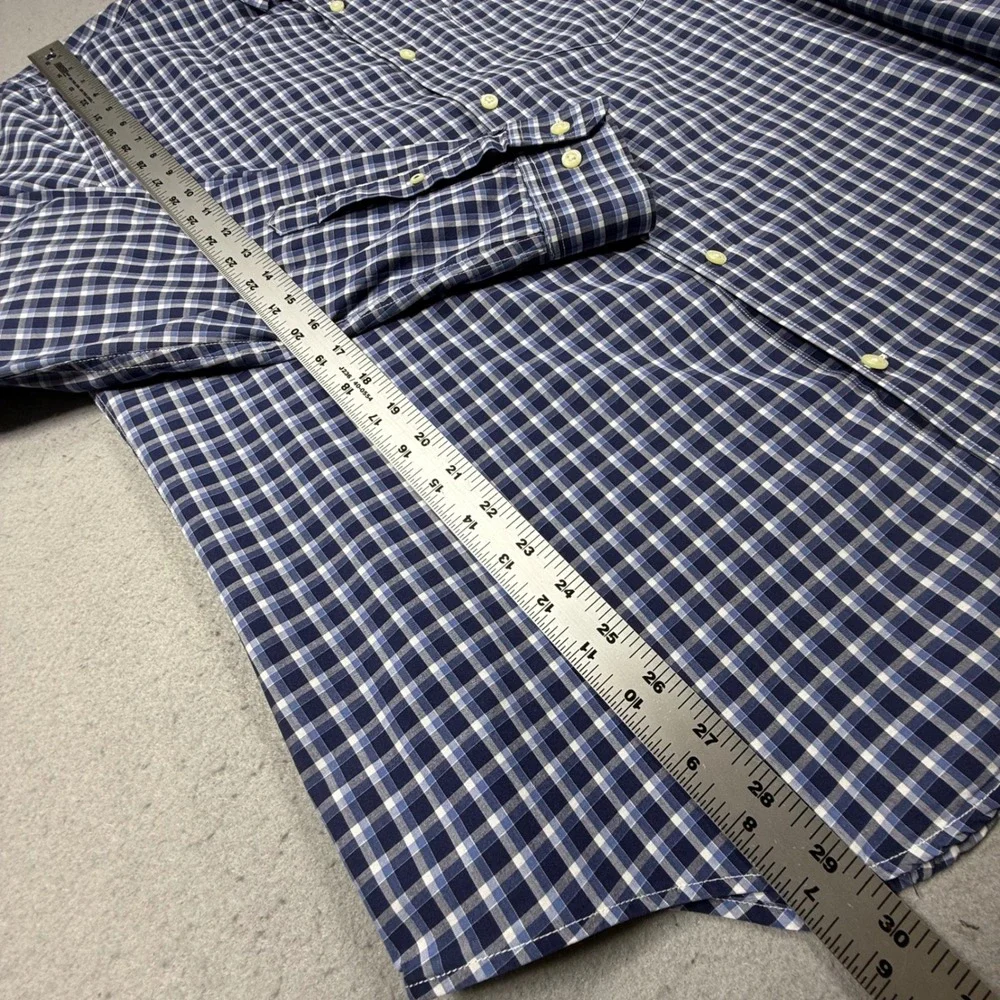 Banana Republic Mens XL Blue White Checkered Soft Wash Tailored Slim Fit Shirt